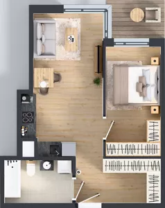 2 pokoje, mieszkanie 42,31 m², piętro 1, oferta nr A/70, Osiedle Wilno 9.2, Warszawa, Targówek, Elsnerów, ul. Rudnicka