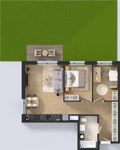 3 pokoje, mieszkanie 56,20 m², piętro 1, oferta nr B/9, Osiedle Wilno 9.2, Warszawa, Targówek, Elsnerów, ul. Rudnicka