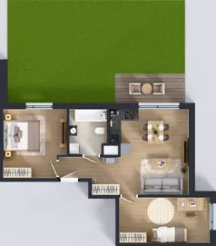 3 pokoje, mieszkanie 56,89 m², piętro 1, oferta nr B/10, Osiedle Wilno 9.2, Warszawa, Targówek, Elsnerów, ul. Rudnicka