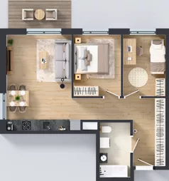 3 pokoje, mieszkanie 56,20 m², piętro 1, oferta nr B/9, Osiedle Wilno 9.2, Warszawa, Targówek, Elsnerów, ul. Rudnicka