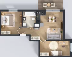 3 pokoje, mieszkanie 56,89 m², piętro 1, oferta nr B/10, Osiedle Wilno 9.2, Warszawa, Targówek, Elsnerów, ul. Rudnicka