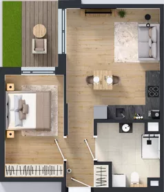 2 pokoje, mieszkanie 42,99 m², parter, oferta nr B/52, Osiedle Wilno 9.2, Warszawa, Targówek, Elsnerów, ul. Rudnicka