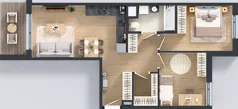 3 pokoje, mieszkanie 59,31 m², piętro 1, oferta nr B/58, Osiedle Wilno 9.2, Warszawa, Targówek, Elsnerów, ul. Rudnicka