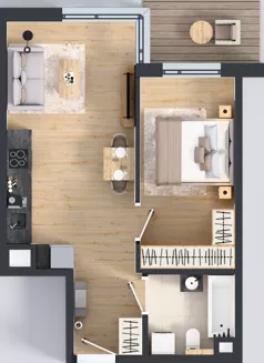2 pokoje, mieszkanie 41,01 m², piętro 1, oferta nr B/60, Osiedle Wilno 9.2, Warszawa, Targówek, Elsnerów, ul. Rudnicka