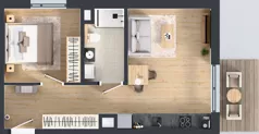 2 pokoje, mieszkanie 41,26 m², piętro 1, oferta nr C/17, Osiedle Wilno 9.2, Warszawa, Targówek, Elsnerów, ul. Rudnicka