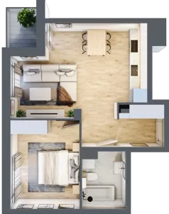 2 pokoje, mieszkanie 42,66 m², piętro 1, oferta nr B/10, Osobowicka 114, Wrocław, Osobowice-Rędzin, Fabryczna, ul. Osobowicka 114
