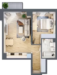 2 pokoje, mieszkanie 47,89 m², piętro 1, oferta nr B/12, Osobowicka 114, Wrocław, Osobowice-Rędzin, Fabryczna, ul. Osobowicka 114