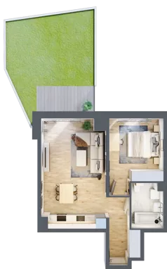 2 pokoje, mieszkanie 47,89 m², piętro 1, oferta nr B/12, Osobowicka 114, Wrocław, Osobowice-Rędzin, Fabryczna, ul. Osobowicka 114
