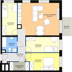 4 pokoje, apartament 86,30 m², piętro 1, oferta nr A/55, Apartamenty Nad Rzeką, Wrocław, Stare Miasto, ul. Michalczyka 3