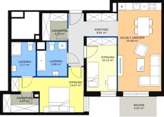 3 pokoje, mieszkanie 76,52 m², piętro 2, oferta nr A/76, Apartamenty Nad Rzeką, Wrocław, Stare Miasto, ul. Michalczyka 3