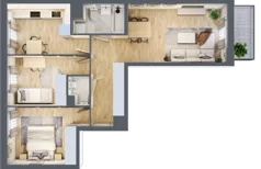 3 pokoje, mieszkanie 65,09 m², piętro 1, oferta nr B/49, Osiedle Międzyleska, Wrocław, Tarnogaj, Krzyki, ul. Międzyleska 6b