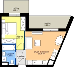 2 pokoje, mieszkanie 36,90 m², piętro 1, oferta nr E/82, Apartamenty Literacka bud. E i F, Warszawa, Bielany, Piaski, ul. Literacka
