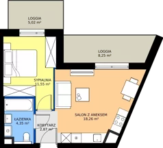 2 pokoje, mieszkanie 37,03 m², piętro 2, oferta nr E/89, Apartamenty Literacka bud. E i F, Warszawa, Bielany, Piaski, ul. Literacka