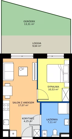 2 pokoje, mieszkanie 38,96 m², parter, oferta nr E/149, Apartamenty Literacka bud. E i F, Warszawa, Bielany, Piaski, ul. Literacka