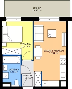 2 pokoje, mieszkanie 37,17 m², piętro 1, oferta nr E/80, Apartamenty Literacka bud. E i F, Warszawa, Bielany, Piaski, ul. Literacka
