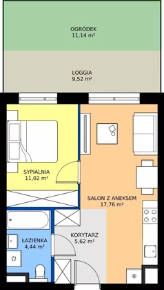 2 pokoje, mieszkanie 37,91 m², piętro 1, oferta nr E/56, Apartamenty Literacka bud. E i F, Warszawa, Bielany, Piaski, ul. Literacka