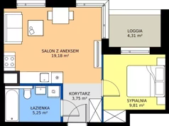2 pokoje, mieszkanie 37,99 m², piętro 1, oferta nr E/3, Apartamenty Literacka bud. E i F, Warszawa, Bielany, Piaski, ul. Literacka