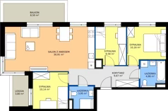4 pokoje, mieszkanie 78,27 m², piętro 1, oferta nr E/9, Apartamenty Literacka bud. E i F, Warszawa, Bielany, Piaski, ul. Literacka