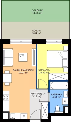 2 pokoje, mieszkanie 37,17 m², piętro 1, oferta nr E/80, Apartamenty Literacka bud. E i F, Warszawa, Bielany, Piaski, ul. Literacka
