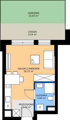 1 pokój, mieszkanie 25,95 m², piętro 1, oferta nr F/4, Apartamenty Literacka bud. E i F, Warszawa, Bielany, Piaski, ul. Literacka