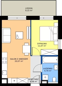 2 pokoje, mieszkanie 40,01 m², piętro 3, oferta nr F/79, Apartamenty Literacka bud. E i F, Warszawa, Bielany, Piaski, ul. Literacka