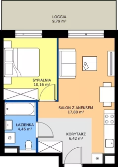 2 pokoje, mieszkanie 38,92 m², piętro 1, oferta nr F/67, Apartamenty Literacka bud. E i F, Warszawa, Bielany, Piaski, ul. Literacka
