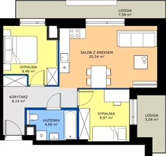 3 pokoje, mieszkanie 51,79 m², piętro 2, oferta nr F/11, Apartamenty Literacka bud. E i F, Warszawa, Bielany, Piaski, ul. Literacka