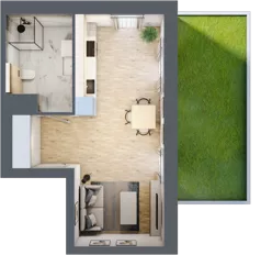 1 pokój, mieszkanie 33,12 m², parter, oferta nr B/70, Apartamenty Park Matecznego, Kraków, Podgórze, Mateczny, ul. Rydlówka 5