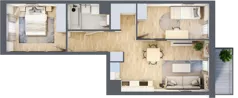 3 pokoje, mieszkanie 53,04 m², piętro 1, oferta nr B/72, Apartamenty Park Matecznego, Kraków, Podgórze, Mateczny, ul. Rydlówka 5