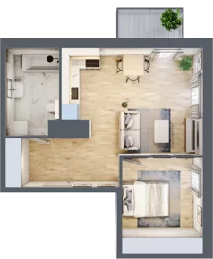 2 pokoje, mieszkanie 45,18 m², piętro 1, oferta nr B/73, Apartamenty Park Matecznego, Kraków, Podgórze, Mateczny, ul. Rydlówka 5