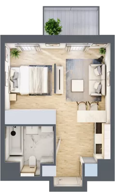 1 pokój, mieszkanie 30,26 m², piętro 1, oferta nr B/91, Apartamenty Park Matecznego, Kraków, Podgórze, Mateczny, ul. Rydlówka 5