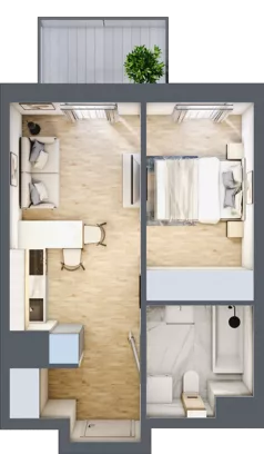 2 pokoje, apartament 30,81 m², piętro 4, oferta nr C/15, Apartamenty Park Matecznego, Kraków, Podgórze, Mateczny, ul. Rydlówka 5