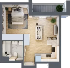 1 pokój, mieszkanie 32,52 m², piętro 1, oferta nr C/27, Apartamenty Park Matecznego, Kraków, Podgórze, Mateczny, ul. Rydlówka 5