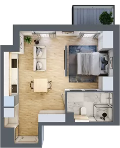 1 pokój, apartament 33,16 m², piętro 1, oferta nr C/28, Apartamenty Park Matecznego, Kraków, Podgórze, Mateczny, ul. Rydlówka 5