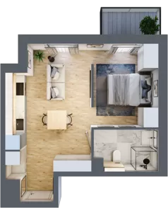 1 pokój, apartament 33,34 m², piętro 4, oferta nr C/43, Apartamenty Park Matecznego, Kraków, Podgórze, Mateczny, ul. Rydlówka 5