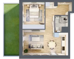 2 pokoje, mieszkanie 43,38 m², parter, oferta nr D/2, Apartamenty Park Matecznego, Kraków, Podgórze, Mateczny, ul. Rydlówka 5