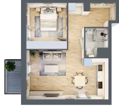 2 pokoje, mieszkanie 44,85 m², piętro 1, oferta nr D/6, Apartamenty Park Matecznego, Kraków, Podgórze, Mateczny, ul. Rydlówka 5