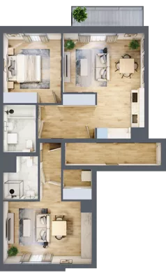 3 pokoje, mieszkanie 80,89 m², piętro 1, oferta nr D/29, Apartamenty Park Matecznego, Kraków, Podgórze, Mateczny, ul. Rydlówka 5
