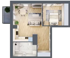 2 pokoje, apartament 45,08 m², piętro 1, oferta nr D/75, Apartamenty Park Matecznego, Kraków, Podgórze, Mateczny, ul. Rydlówka 5