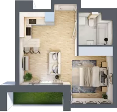 1 pokój, mieszkanie 31,55 m², parter, oferta nr E/22, Apartamenty Park Matecznego, Kraków, Podgórze, Mateczny, ul. Rydlówka 5
