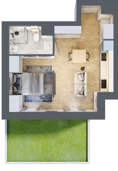 1 pokój, mieszkanie 31,92 m², parter, oferta nr E/23, Apartamenty Park Matecznego, Kraków, Podgórze, Mateczny, ul. Rydlówka 5