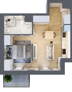 1 pokój, mieszkanie 33,17 m², piętro 1, oferta nr E/28, Apartamenty Park Matecznego, Kraków, Podgórze, Mateczny, ul. Rydlówka 5