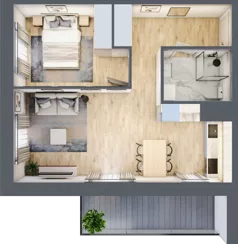 2 pokoje, mieszkanie 43,27 m², piętro 1, oferta nr B/7, Osiedle przy Malborskiej budynek B, Kraków, Podgórze Duchackie, Wola Duchacka, ul. Białoruska