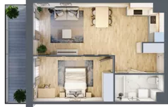 2 pokoje, mieszkanie 46,74 m², piętro 2, oferta nr B/16, Osiedle przy Malborskiej budynek B, Kraków, Podgórze Duchackie, Wola Duchacka, ul. Białoruska