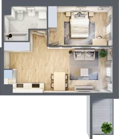 2 pokoje, mieszkanie 44,65 m², piętro 2, oferta nr B/18, Osiedle przy Malborskiej budynek B, Kraków, Podgórze Duchackie, Wola Duchacka, ul. Białoruska