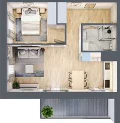 2 pokoje, mieszkanie 43,42 m², piętro 4, oferta nr B/28, Osiedle przy Malborskiej budynek B, Kraków, Podgórze Duchackie, Wola Duchacka, ul. Białoruska