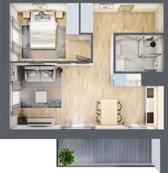 2 pokoje, mieszkanie 43,57 m², piętro 9, oferta nr B/60, Osiedle przy Malborskiej budynek B, Kraków, Podgórze Duchackie, Wola Duchacka, ul. Białoruska