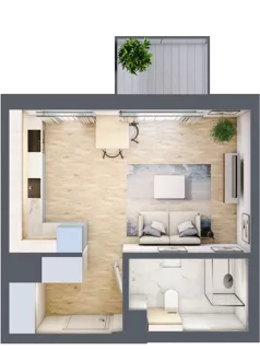 1 pokój, mieszkanie 28,18 m², piętro 2, oferta nr H/68, Metro Zachód 8 bud. E-H, Warszawa, Bemowo, Chrzanów, ul. Jana Heweliusza