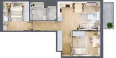 3 pokoje, mieszkanie 63,38 m², piętro 1, oferta nr D/71, Apartamenty Rudnickiego, Warszawa, Bielany, Piaski, ul. Rudnickiego 7