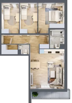 4 pokoje, mieszkanie 76,90 m², piętro 1, oferta nr B/4, Wille Biskupin, Wrocław, Biskupin-Sępolno-Dąbie-Bartoszowice, Śródmieście, ul. Braci Gierymskich 156